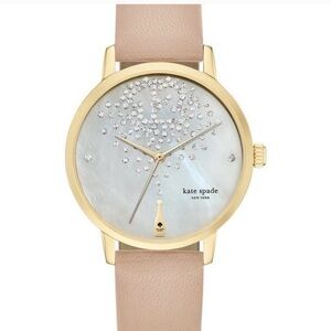 kate spade Gold-Tone Case Watch with Blush Pink Leather Strap